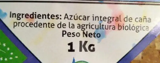 Azúcar integral de caña nutrition facts table
