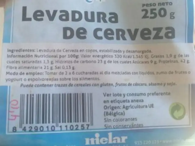 levadura de cerveza nutrition facts table