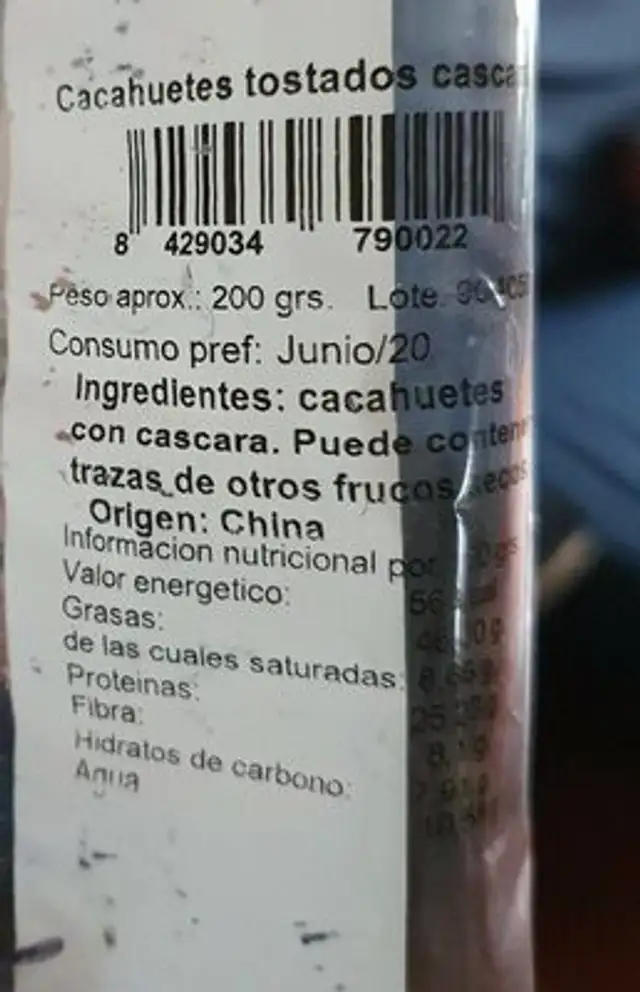 Cacahuetes tostados cascara