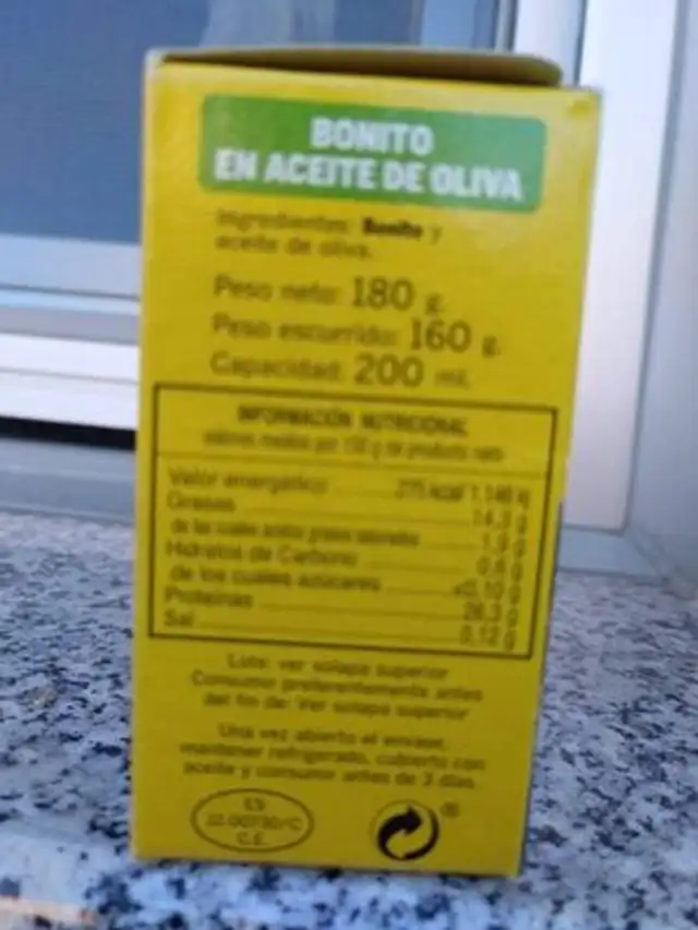 La pureza bonito en aceite de oliva nutrition facts table