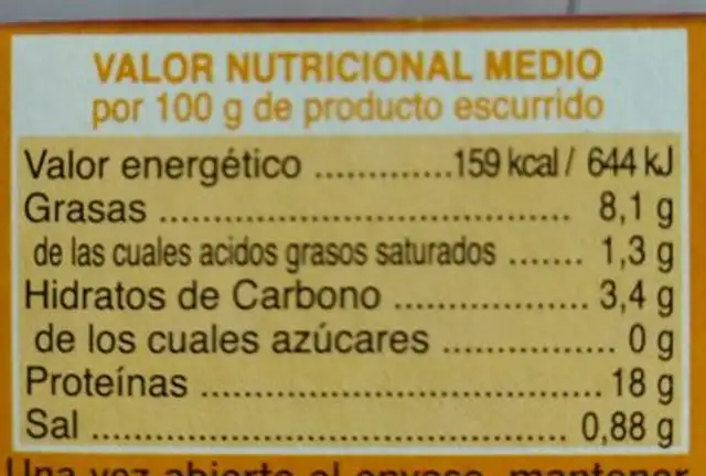 Mejillones en escabeche nutrition facts table