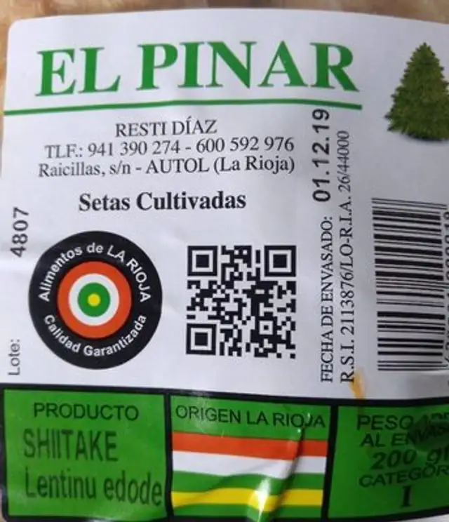 Setas Cultivadas nutrition facts table