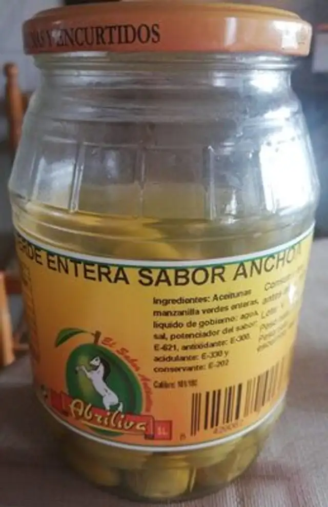 Aceituna verde entera sabor anchoa
