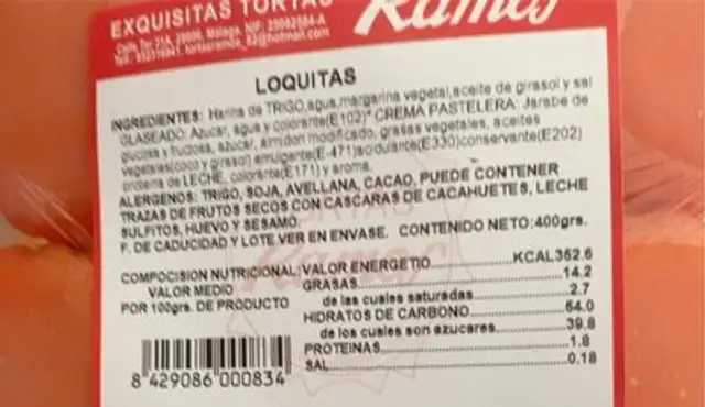 Loquitas nutrition facts table