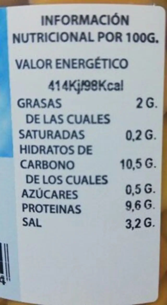 Altramuces nutrition facts table