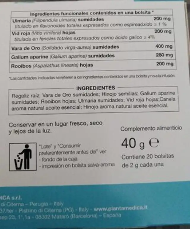 Idrostim nutrition facts table