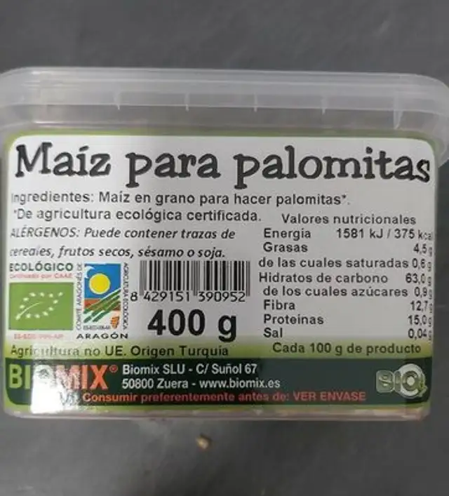Maiz para palomitas