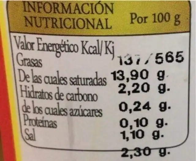 Aceitunas con sabor chupadeos nutrition facts table