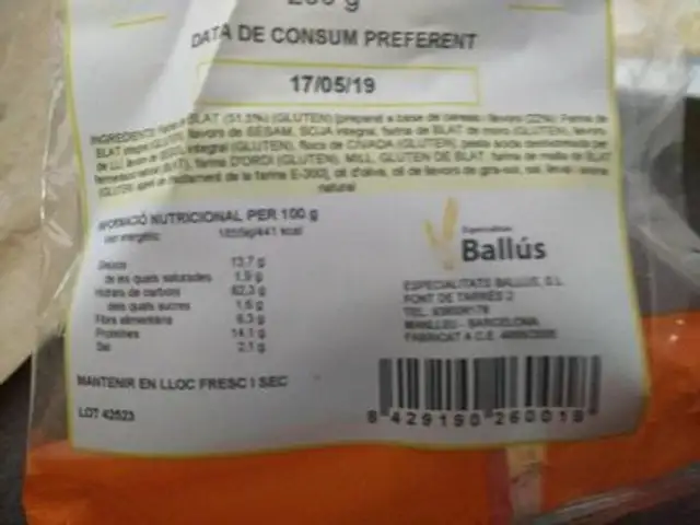 Crackers Cereals El taller del pa nutrition facts table