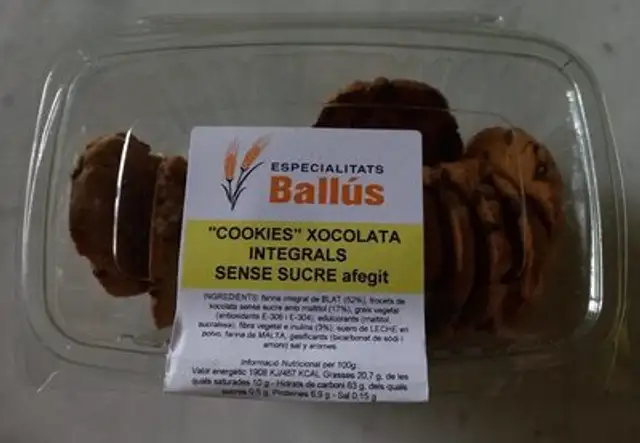 "Cookies" xocolata integrals sense sucre afegit