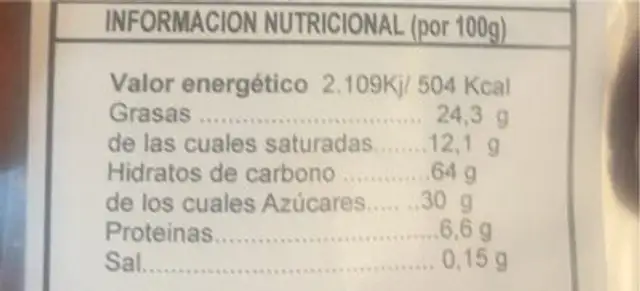 Lacitos avena & sesamo nutrition facts table
