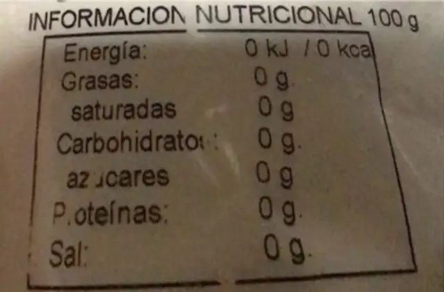 Carbonato de magnesio nutrition facts table