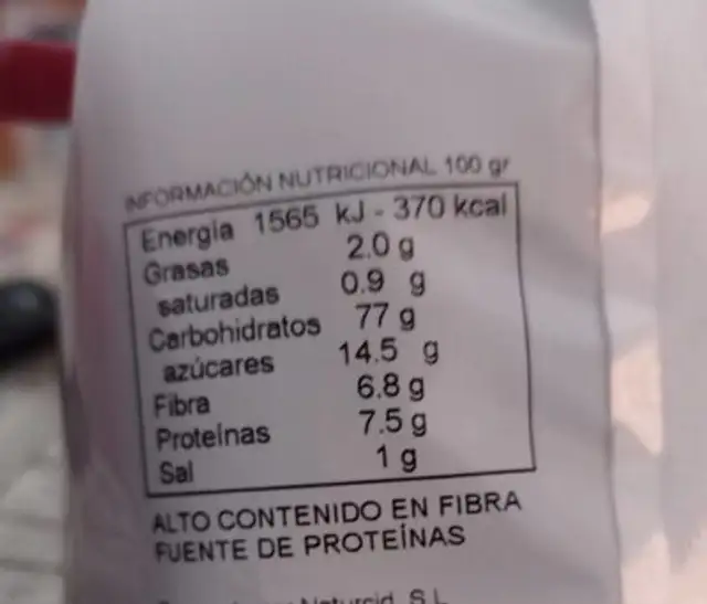 Choco flakes nutrition facts table