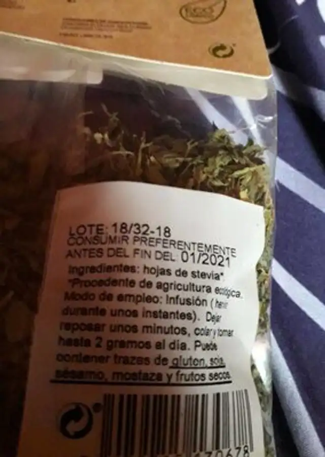 Stevia nutrition facts table