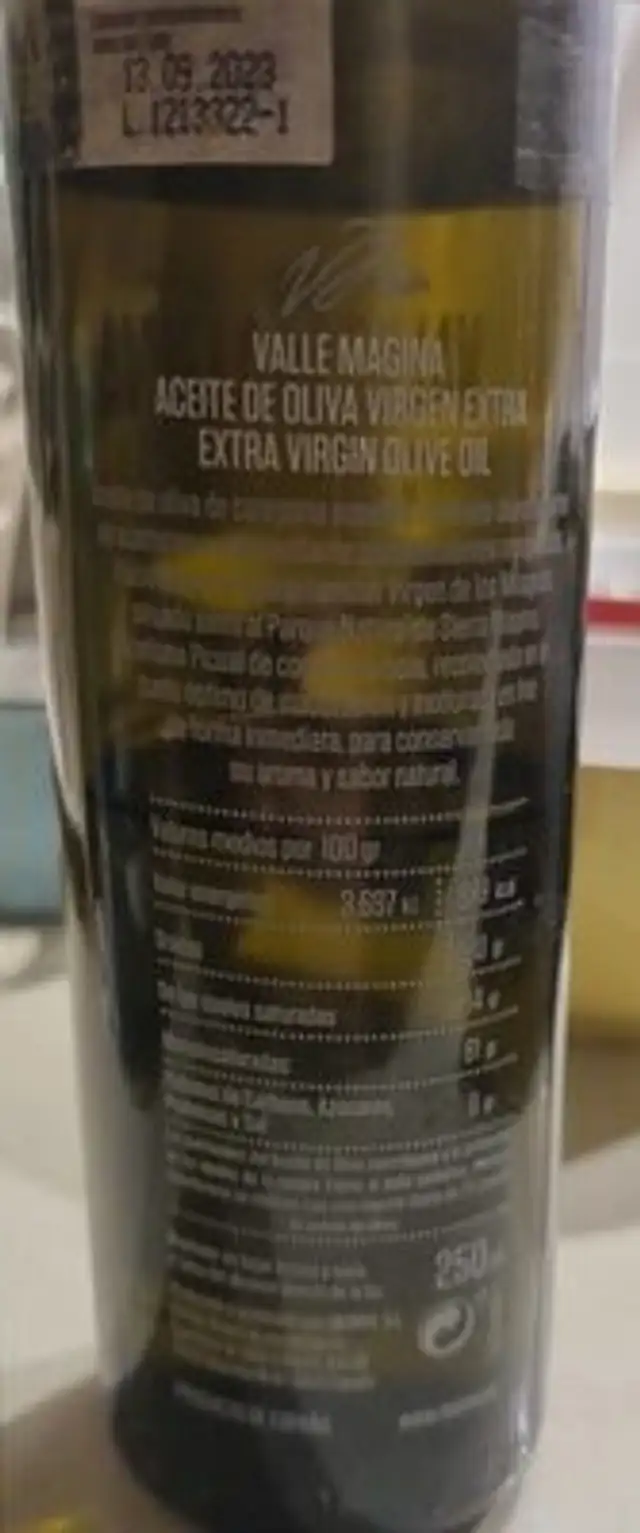 Aceite de oliva nutrition facts table