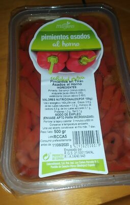 Pimientos asados al horno front packaging