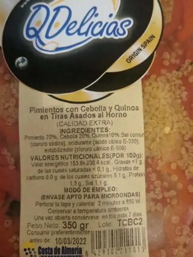 Pimientos con cebolla y quinoa
