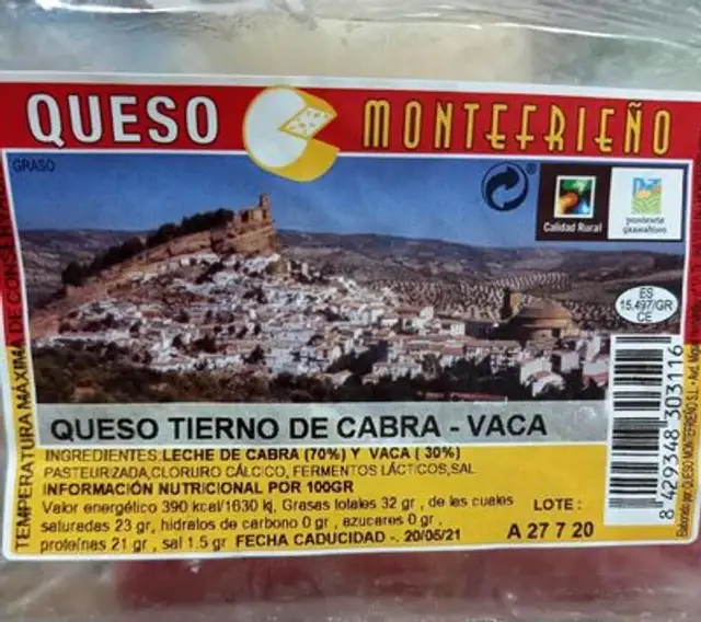 Queso tierno de cabra-vaca nutrition facts table