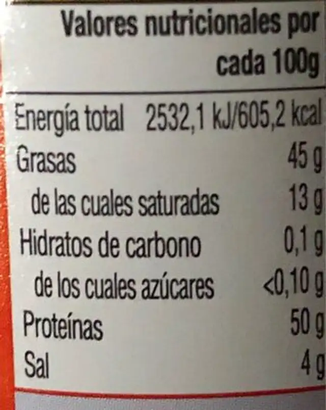 Torreznos gran selección nutrition facts table
