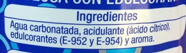Gaseosa ingredients label