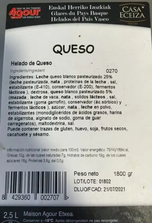 Helado de queso