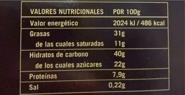 Seleccion de turrones artesanos nutrition facts table