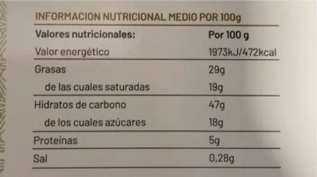 Selección de pastas artesanas nutrition facts table