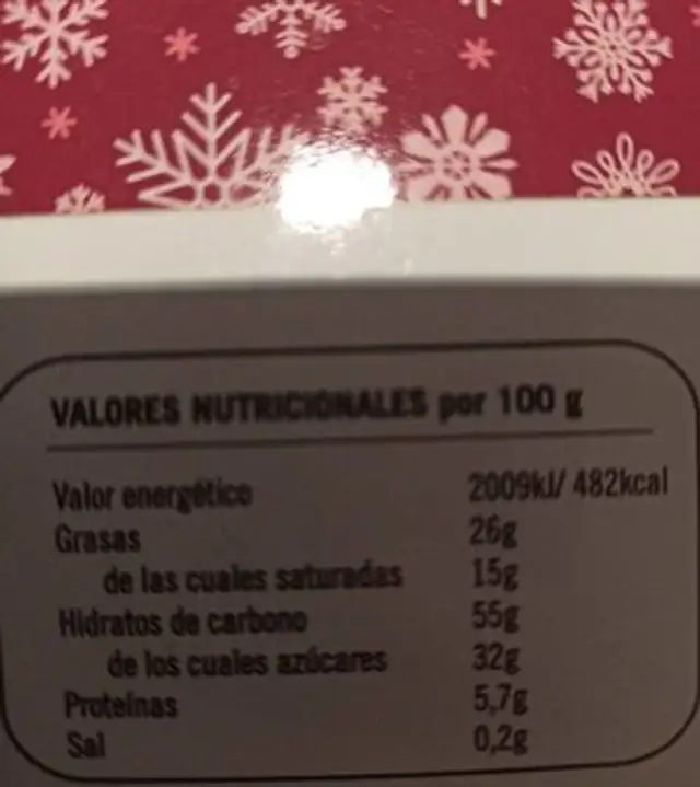 Surtido galletas artesanas nutrition facts table