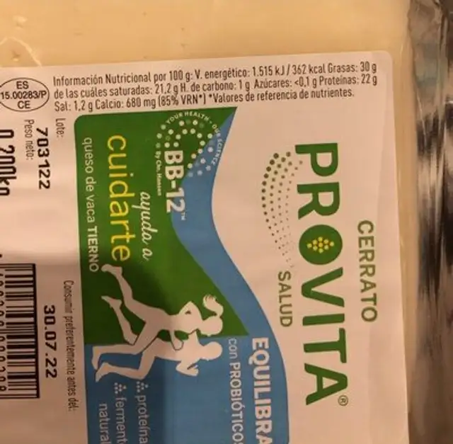 Cerrato nutrition facts table