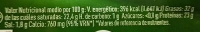 Quedo de vaca y oveja curado nutrition facts table