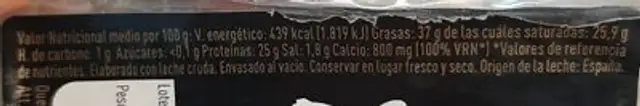 Queso de oveja y vaca viejo leche cruda nutrition facts table