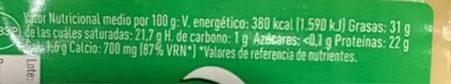 Portillo nutrition facts table