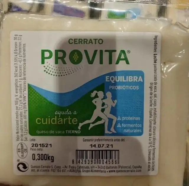 Queso de vaca nutrition facts table