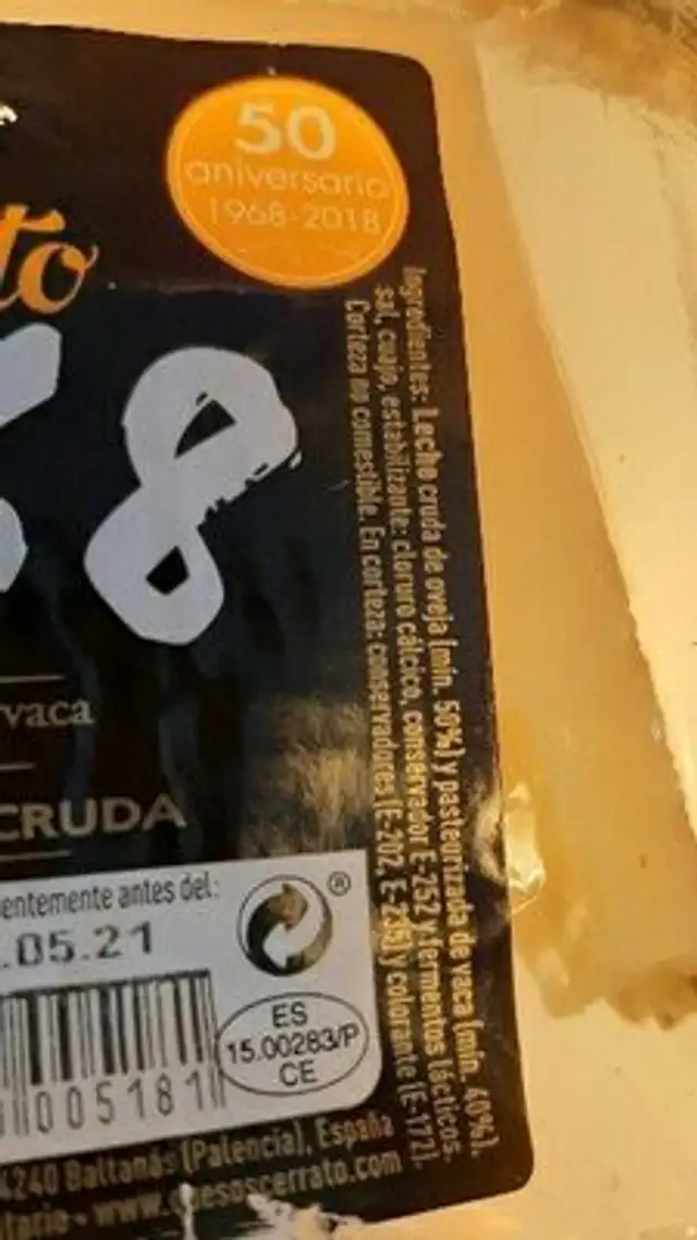 Queso ingredients label