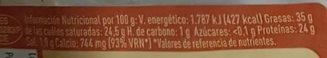 Queso de cabra curado nutrition facts table