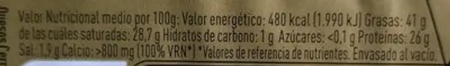 Queso de oveja reserva nutrition facts table