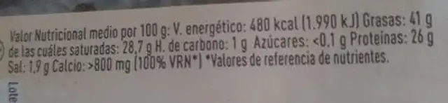 Queso de oveja nutrition facts table