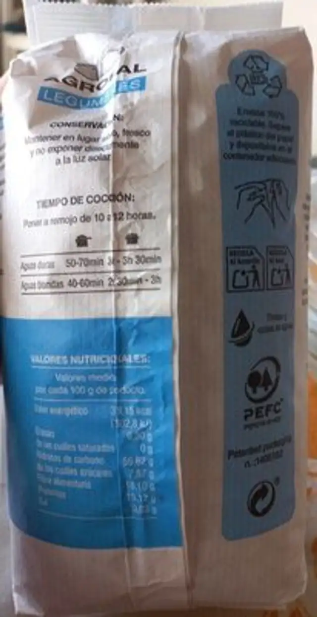 Garbanzo pedrosillano nutrition facts table