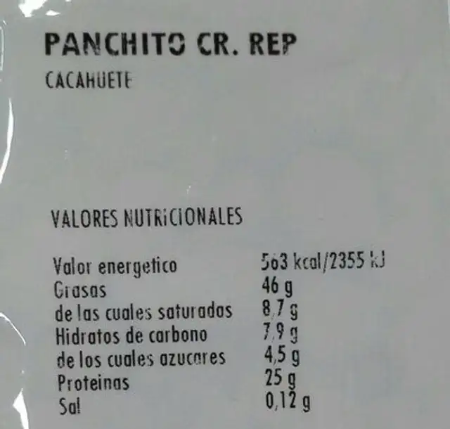 Cacahuetes pelados crudos nutrition facts table