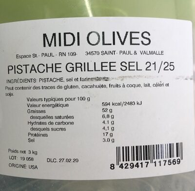Pistache grillee sel 21/25 front packaging