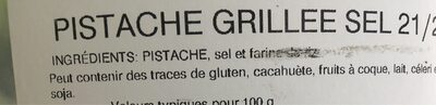 Pistache grillee sel 21/25 ingredients label