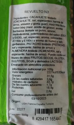Revuelto frutos secos HERNÁNDEZ nutrition facts table