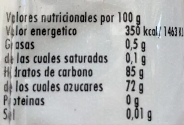 Cranberries nutrition facts table