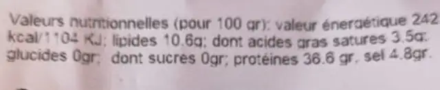 Jambon serrano réserve (père 100% duroc) tranche nutrition facts table