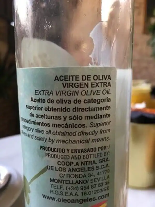 Aceite de Oliva Virgen Extra ingredients label
