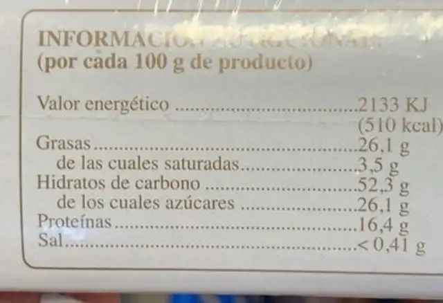 Los Feos nutrition facts table