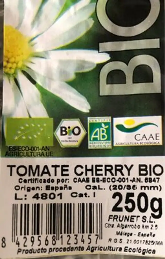 Tomate Cerise Barquette 250G nutrition facts table