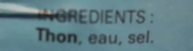 Thon Au Naturel Morceaux ingredients label