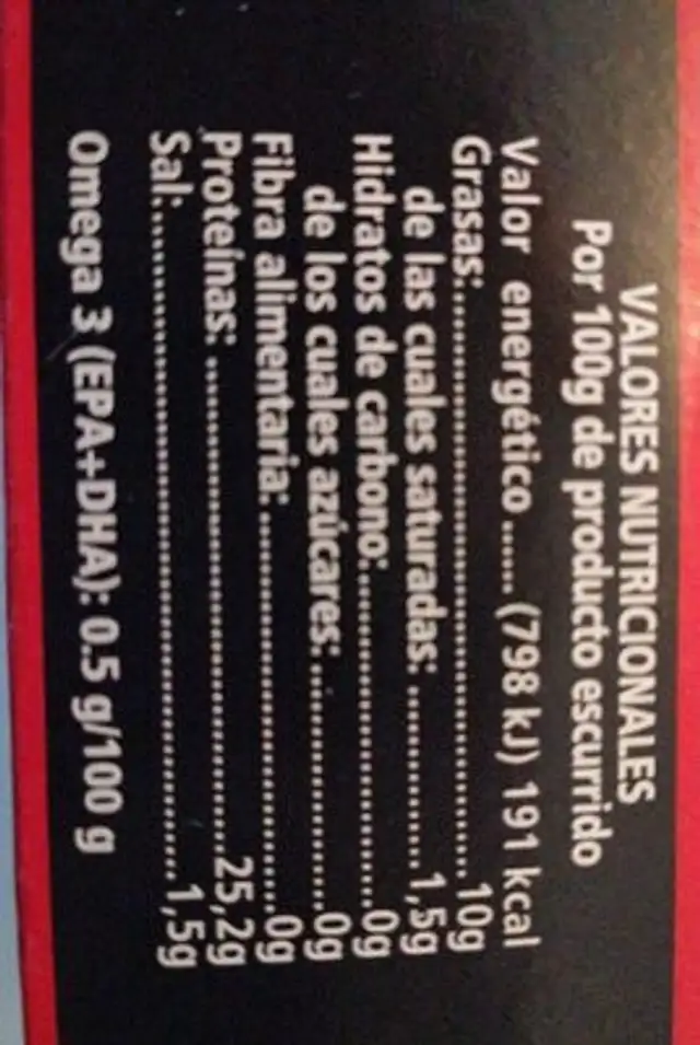 Atún en aceite de girasol nutrition facts table