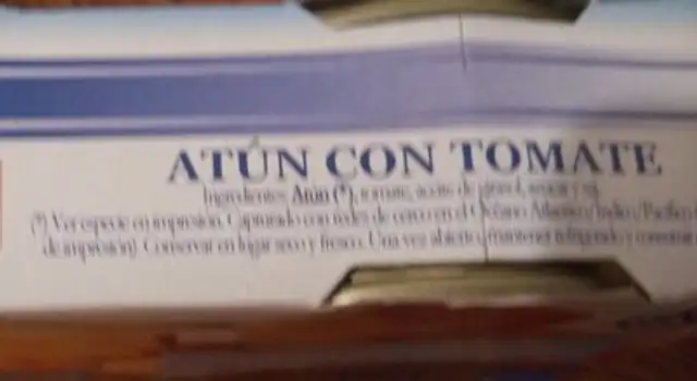 Atún con tomate nutrition facts table